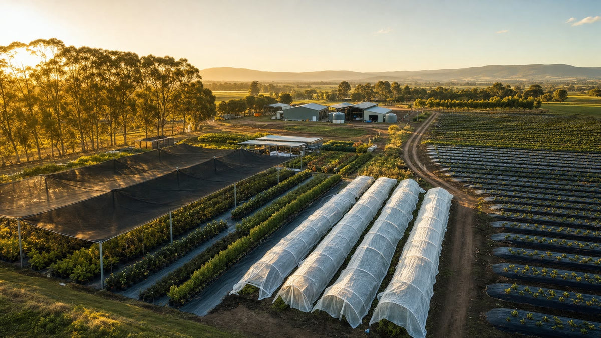 Crop protection materials used across an Australian farm and nursery