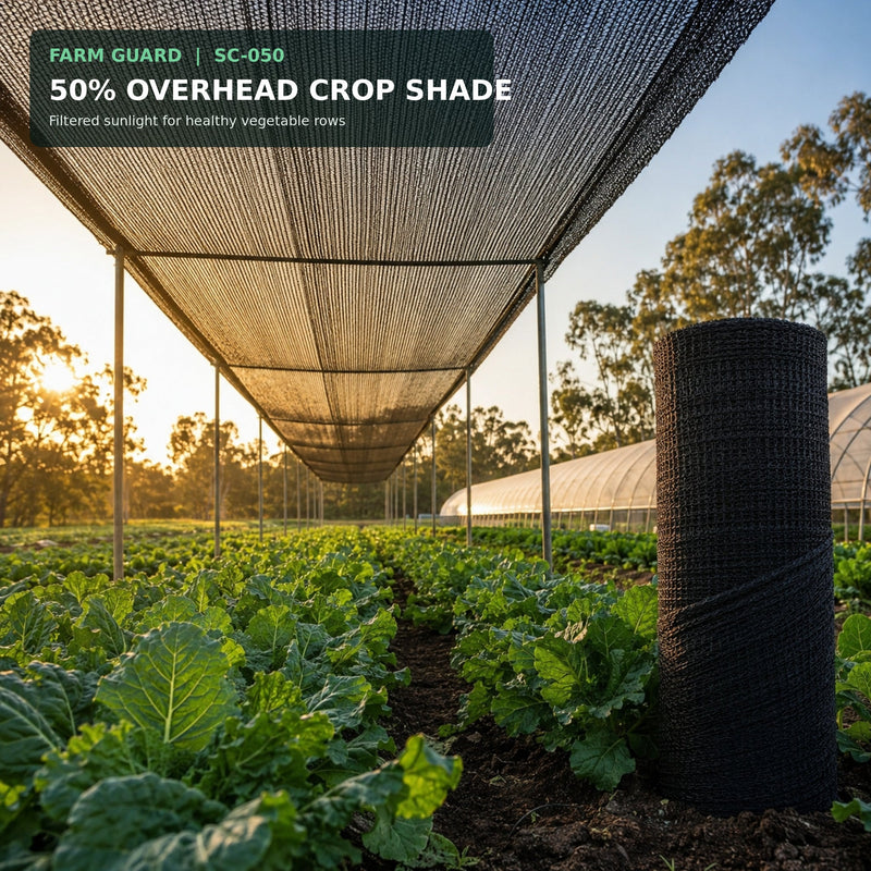 50% knitted HDPE shade net installed over nursery seedlings