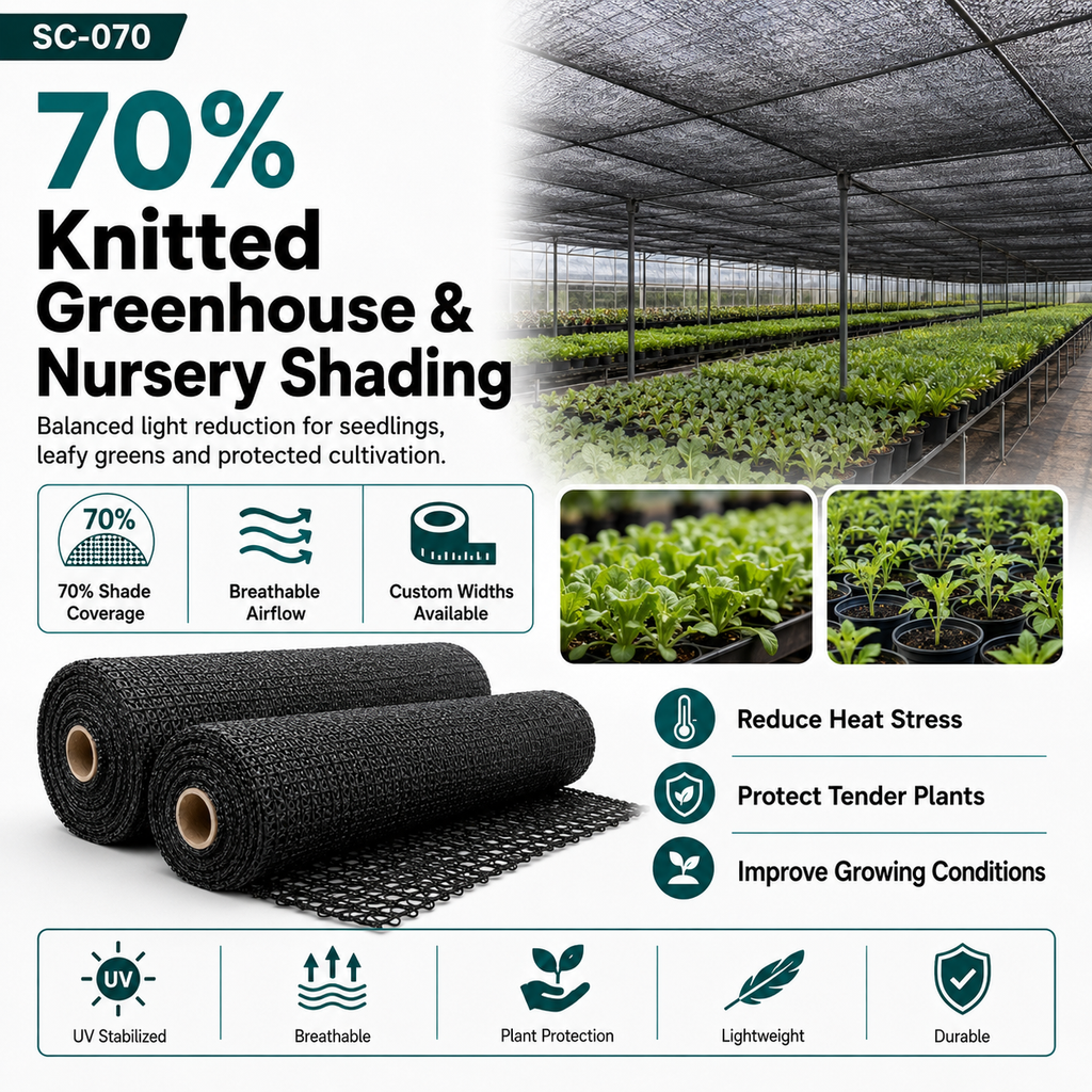 70% Heavy-Duty HDPE Shade Net | Nursery & Livestock Screen – SC-070