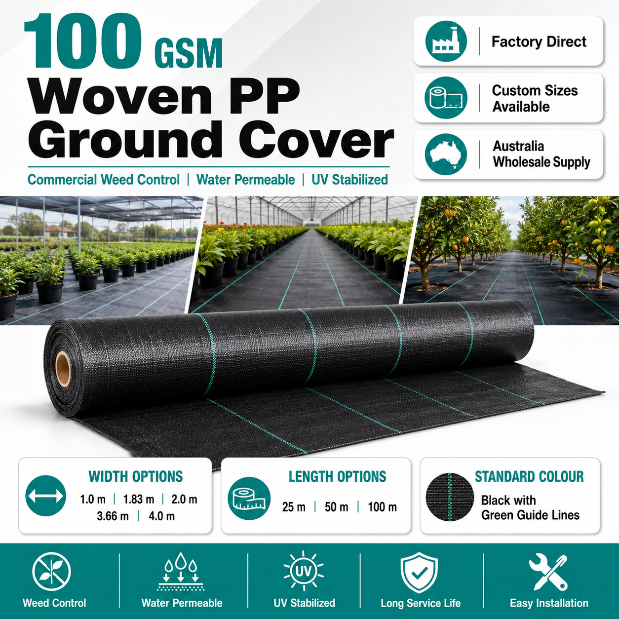 100 GSM Woven PP Ground Cover | Weed Barrier – GC-100