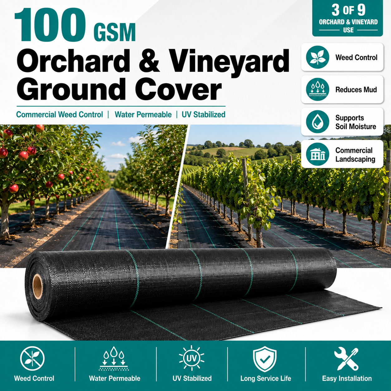 100 GSM Woven PP Ground Cover | Weed Barrier – GC-100