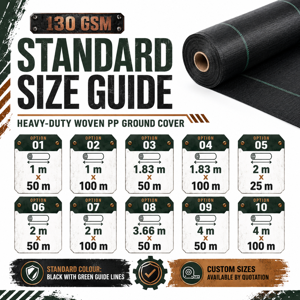 130 GSM Heavy-Duty Woven PP Ground Cover | Weed Barrier – GC-130