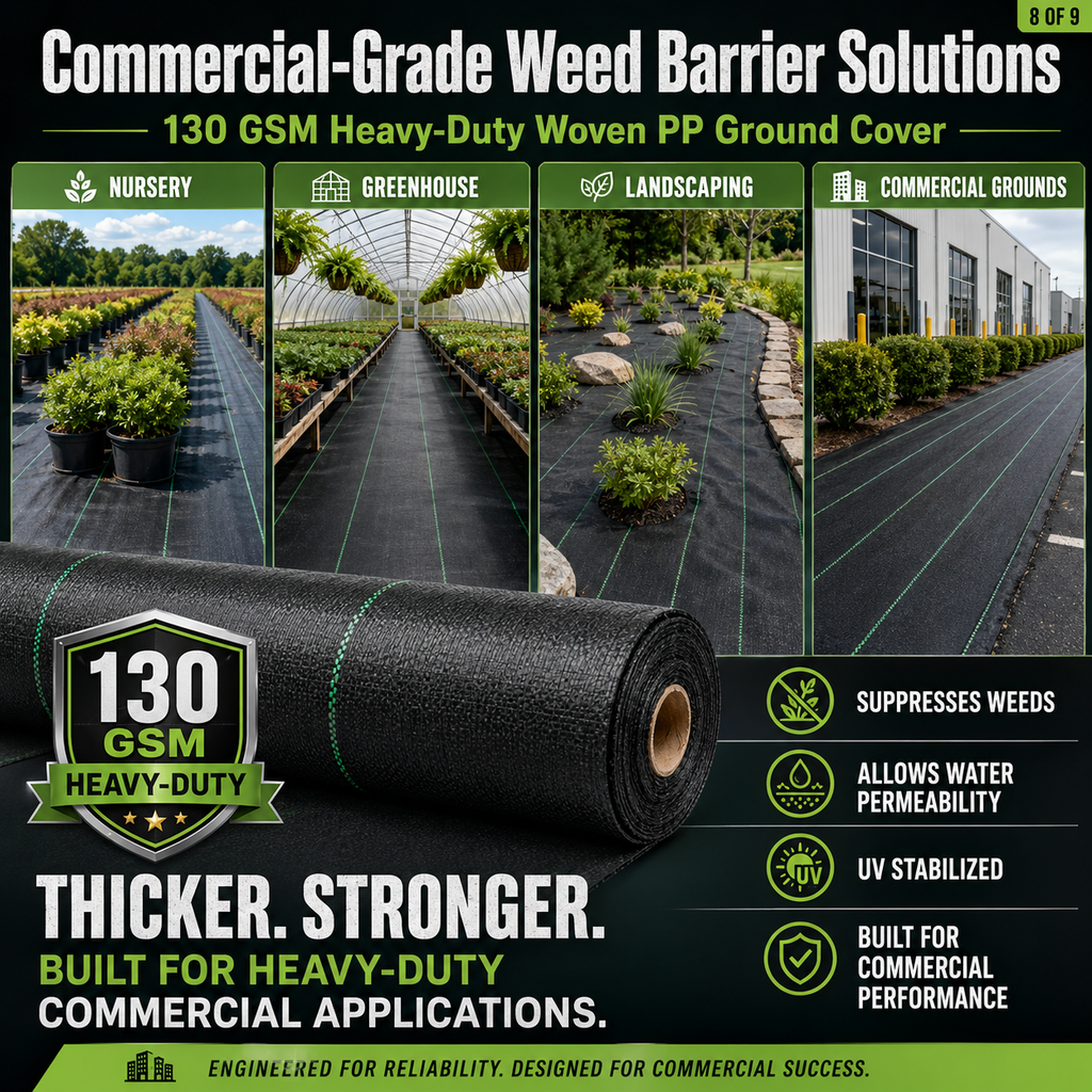 130 GSM Heavy-Duty Woven PP Ground Cover | Weed Barrier – GC-130