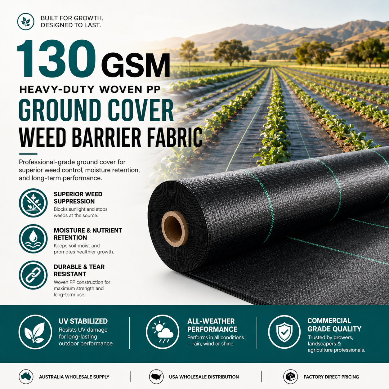 130 GSM Heavy-Duty Woven PP Ground Cover | Weed Barrier – GC-130