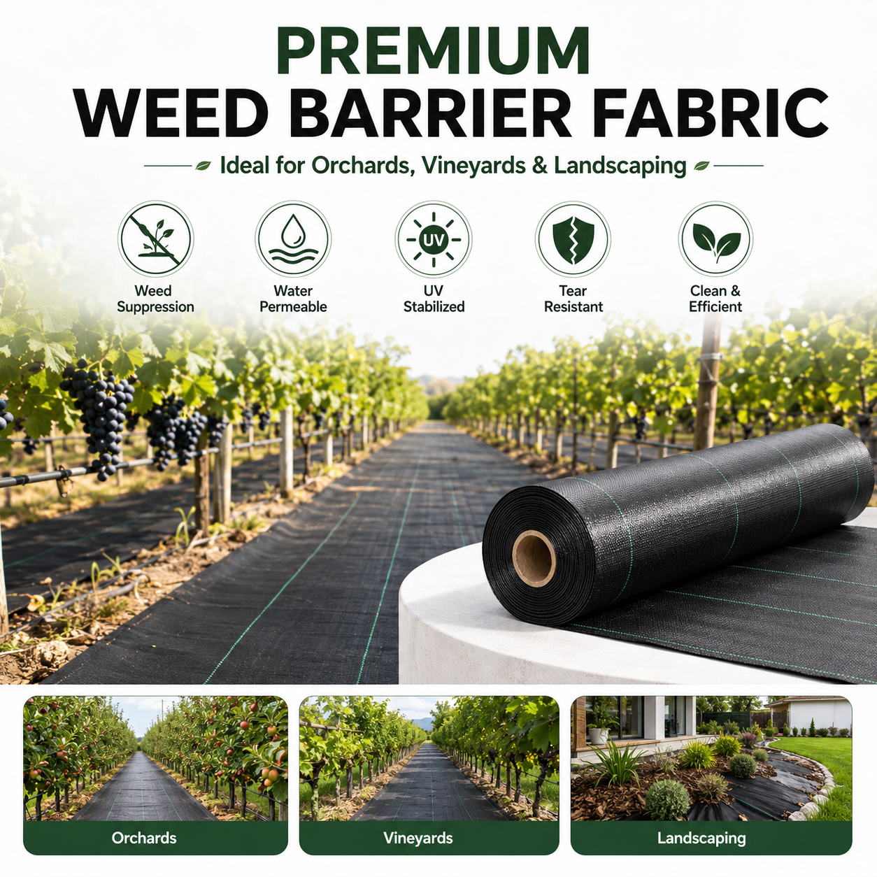 100 GSM Woven PP Ground Cover | Weed Barrier – GC-100