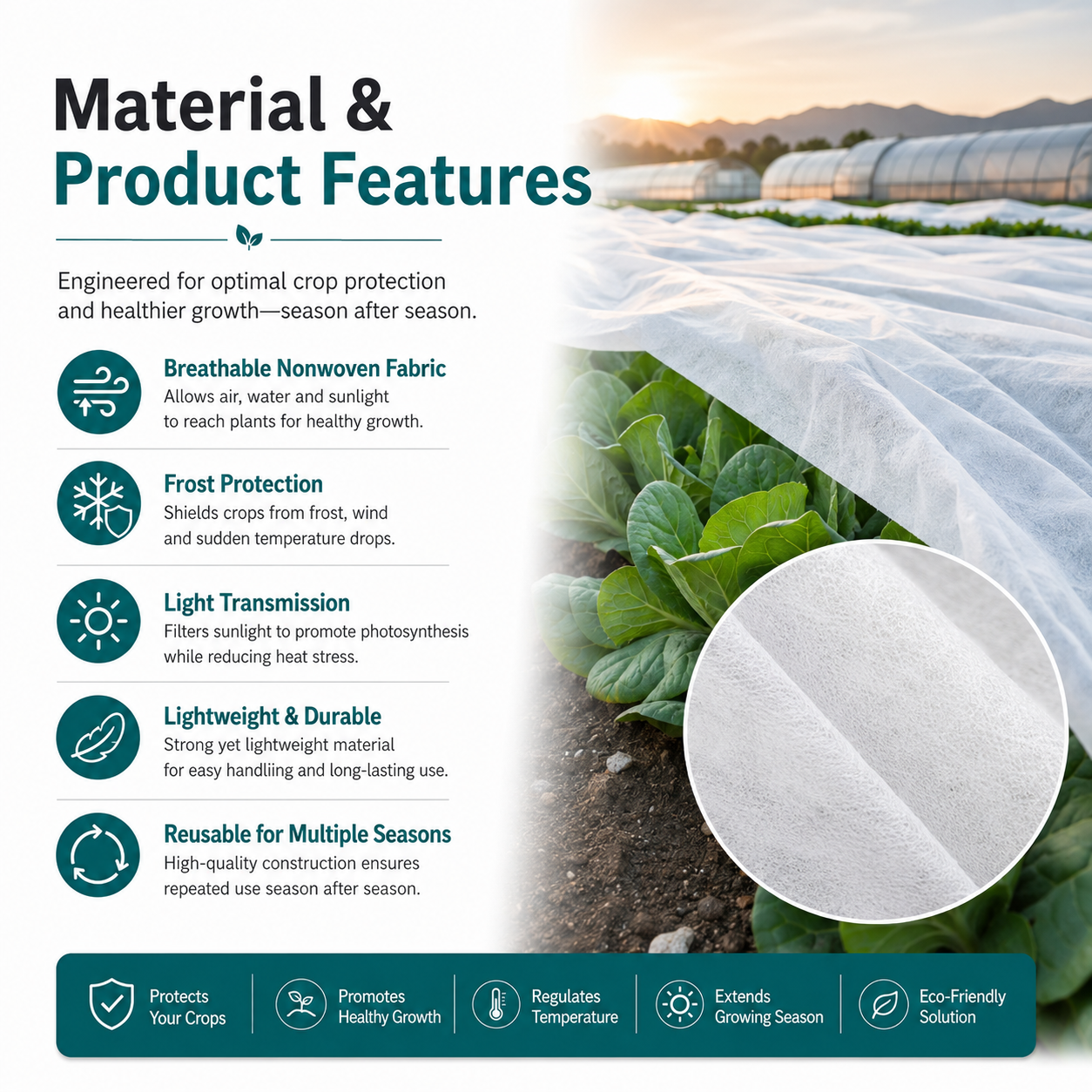30 GSM Frost Protection Cloth | White & Green – FC-030