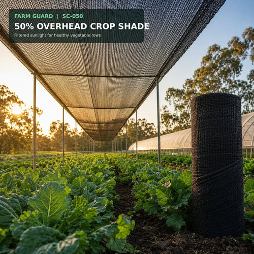 50% knitted HDPE shade net installed over nursery seedlings