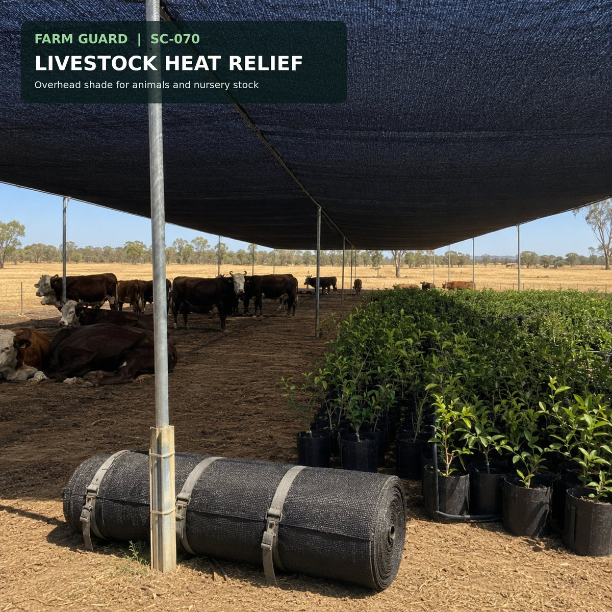 70% shade net used for rural screening and wind reduction