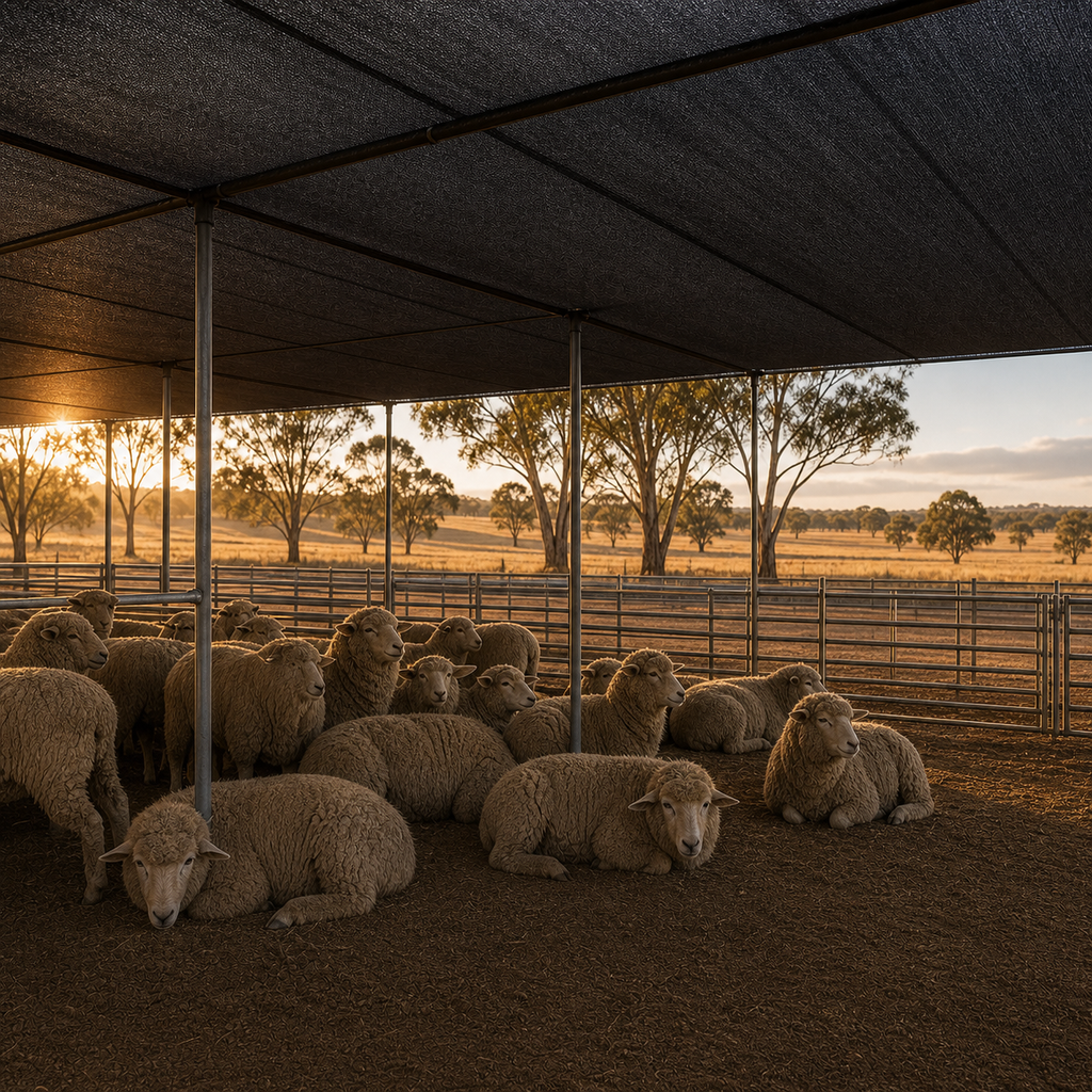 SC-090 high-shade net used for livestock shelter and rural shade