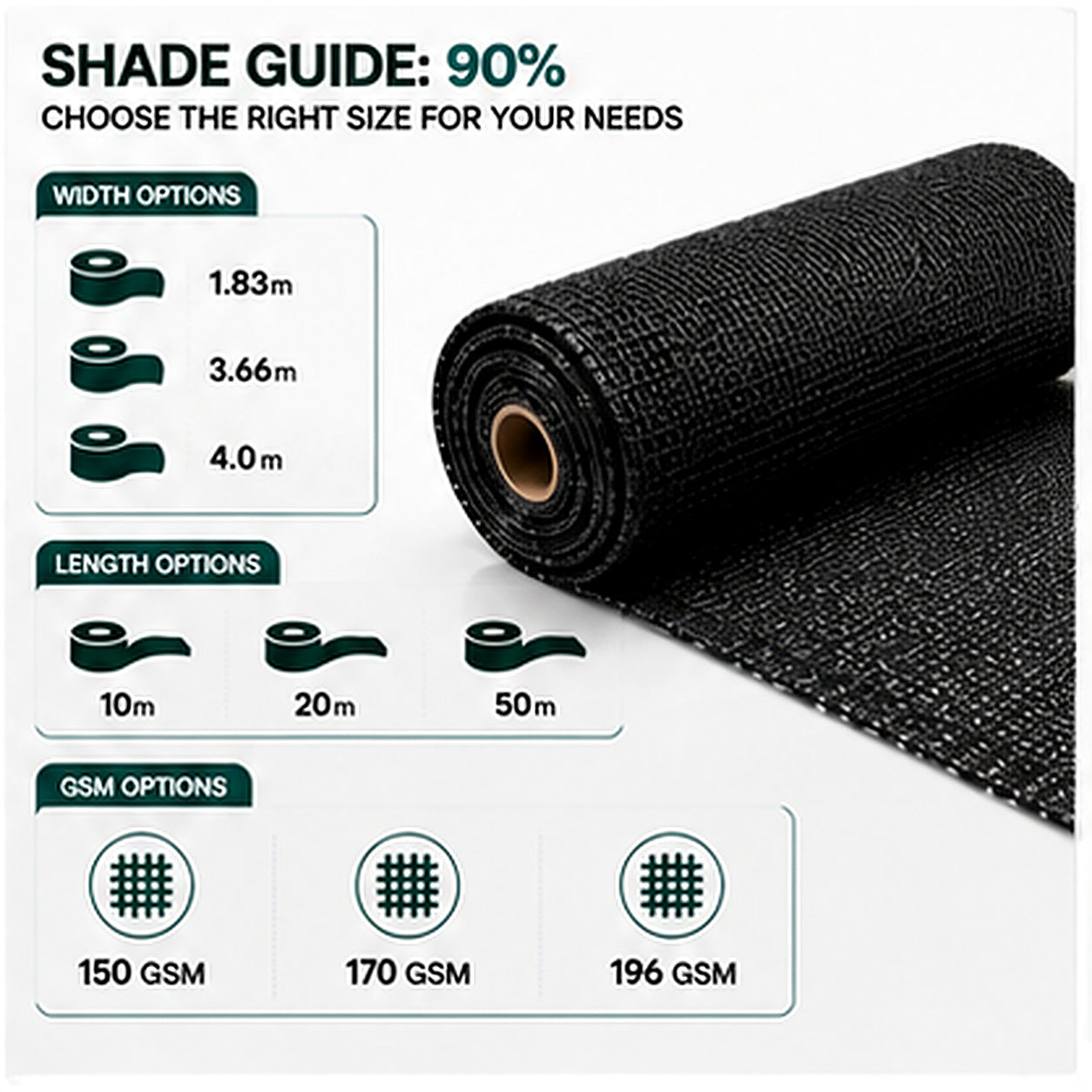 90% High-Density HDPE Shade Net | Sun & Privacy Screen – SC-090
