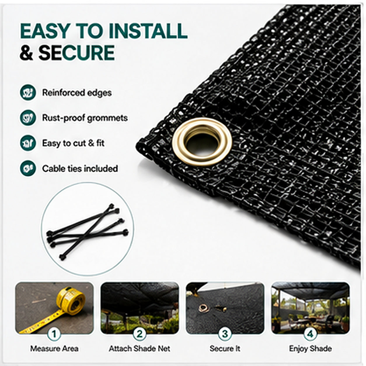 90% High-Density HDPE Shade Net | Sun & Privacy Screen – SC-090