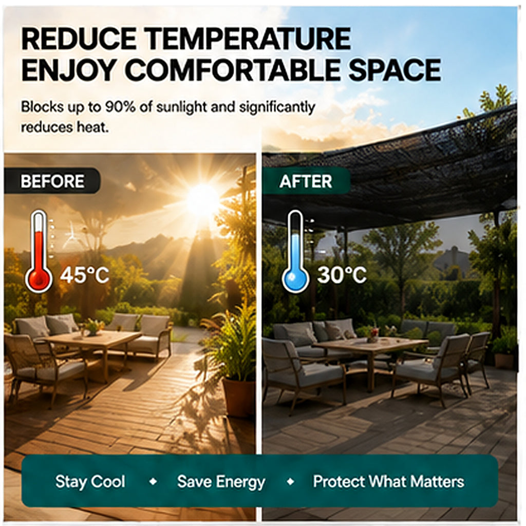 90% High-Density HDPE Shade Net | Sun & Privacy Screen – SC-090