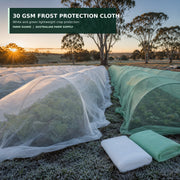 FC-030 white and green 30 GSM frost protection cloth over winter crops