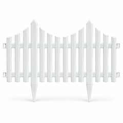 White modular PVC garden border fence panel on a clean white background.