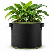 Illustrative green-edge fabric grow bag with two handles on a clean white background. Five identical empty bags per pack; plant and soil excluded.
