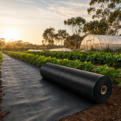100 GSM woven polypropylene ground cover roll with green guide lines