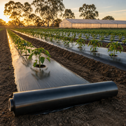 Black UV-stabilised polyethylene agricultural mulch film roll